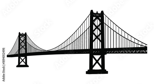 A striking black and white depiction of the bay bridge s iconic structure presented as a bold silhouette high quality professional