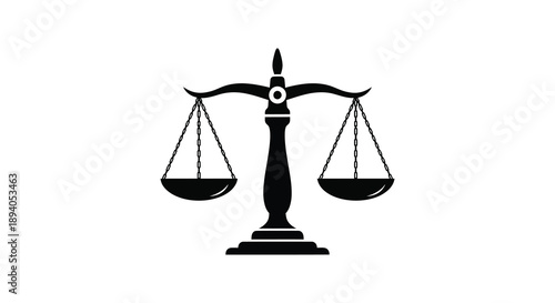 A striking black silhouette depicts scales of justice symbolizing fairness impartiality and the legal system silhouette high quality professional detailed