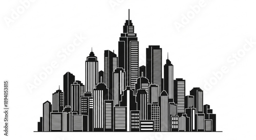 City of London skyline with modern buildings and urban cityscape illustration