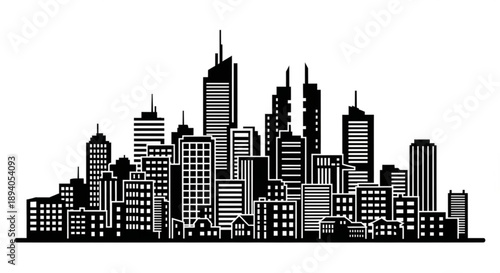 New York City skyline with iconic skyscrapers in a modern urban cityscape illustration