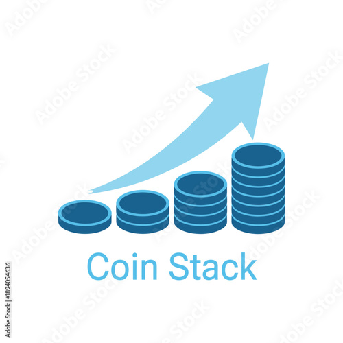 A visual representation of increasing wealth depicted with coin stacks and an upward trend