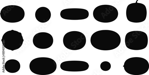 Watermelon Varieties Silhouette Vector Set