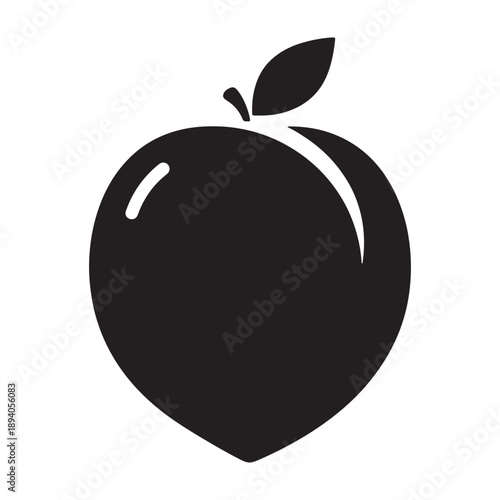 A simple black apple icon with a leaf on a white background silhouette vector shilhoutte icon use as a symbol, web graphic design, and infographic icon