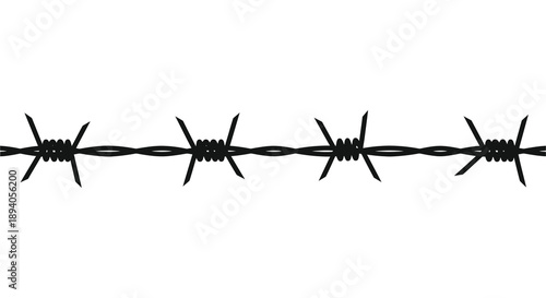 A clean graphic representation of barbed wire against a stark white background showcasing a bold silhouette high quality professional detailed