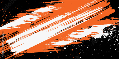 Sporty abstract line motif car sticker with black, orange and white color combination, grunge pattern, and motorsport vector design.