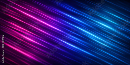An abstract blue and purple background features digital waves and bright light lines with a motion blur texture to create a high-tech energy wallpaper design