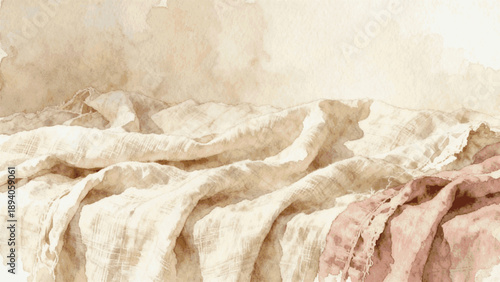 Cloth Curve Soft Folds isolated watercolor vector illustration svg