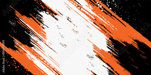 Sporty abstract line motif car sticker with black, orange and white color combination, modern eps 10.