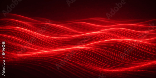 An abstract red wallpaper design featuring flowing silk waves and soft energy lines creates a textured motion pattern in this vibrant vector illustration