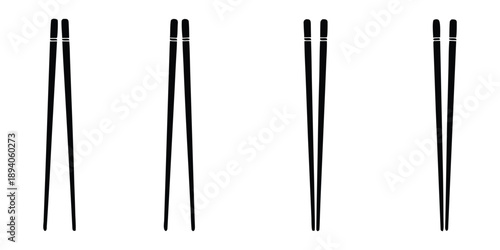Chopstick silhouette vector, chopsticks minimal flat icon set