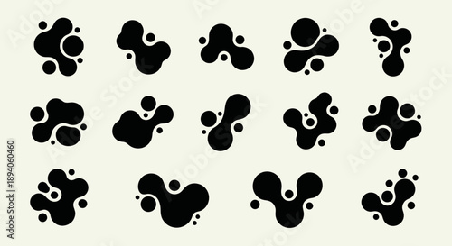 Collection of Abstract Organic Black Shapes and Blobs.