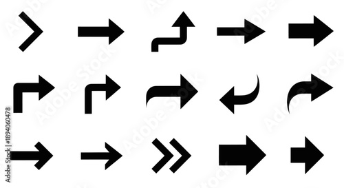 Collection of Black Arrows Pointing in Various Directions.