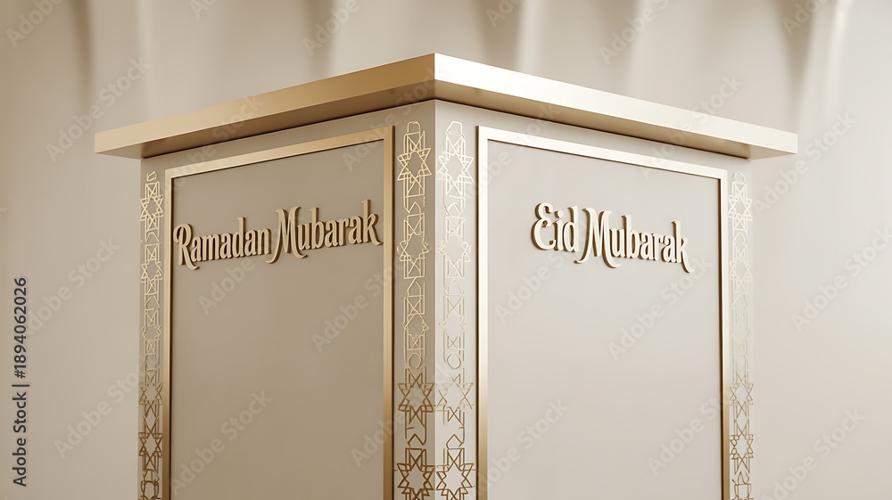 Fototapeta premium Ramadan Eid Mubarak Decorative Pillar With Geometric Patterns