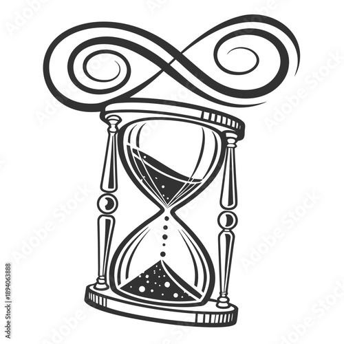 Hourglass with Infinity Symbol: Endless Time and Eternity Concept