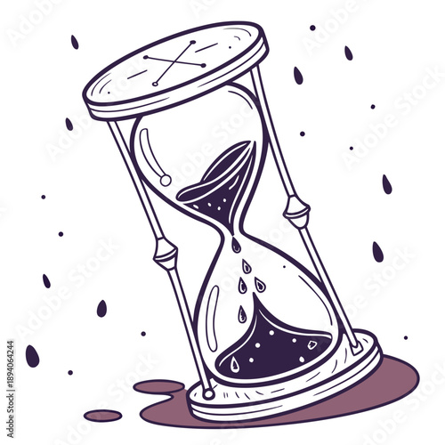 Melting Hourglass with Flowing Liquid - Organic Vector Art