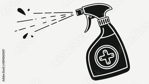 Spray Bottle Cleaning Disinfectant Vector Icon Silhouette