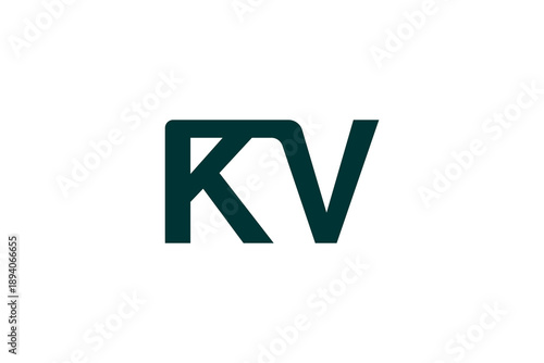 Modern KV Letter Logo, Bold KV Monogram, Minimalist Geometric Lettermark Design