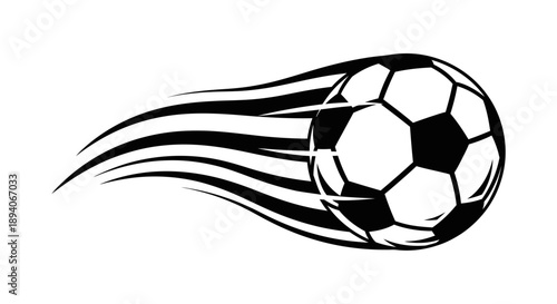 Fast Soccer Ball with Dynamic Speed Trails Icon on Isolated White Background
