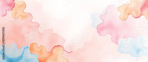 Elegant hand-painted watercolor wash background in soft pastel hues, ideal for celebratory banners, delicate, illustration