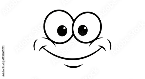 Cute Cartoon Happy Face Smiling Isolated White Background.