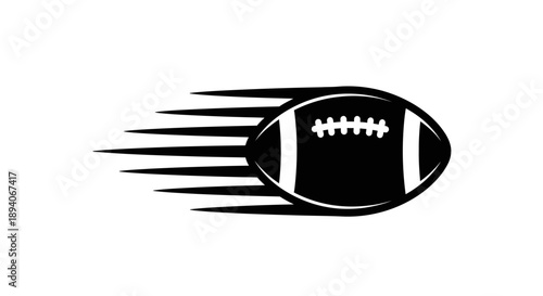 Dynamic American Football Icon with Speed Lines, Fast Sport Game on Isolated White Background