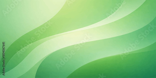 Dynamic abstract green background featuring fluid waves and light curves in a futuristic vector illustration style with motion energy and a textured nature design pattern