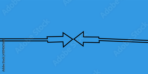 Arrow pointing to the right, formed by a continuous black line over a blue background.