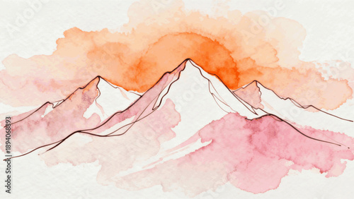 Sweet High Pink Peak isolated watercolor vector illustration svg
