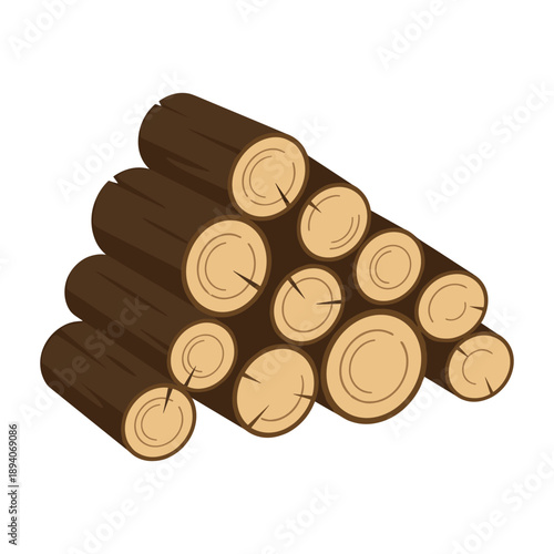 Stack of firewood logs cut and piled neatly together for winter heating or camping