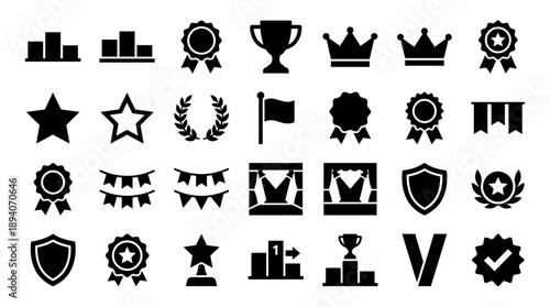 Solid Filled Ranking and Award Icons � Achievement and Reward System