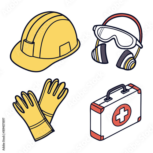 Comprehensive Construction Safety Equipment Icons Set