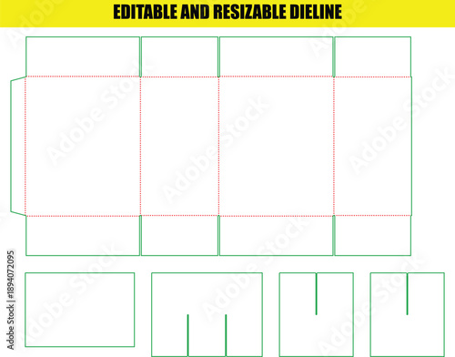 Printable Editable Resizable Die Line for Custom Folding Box Design