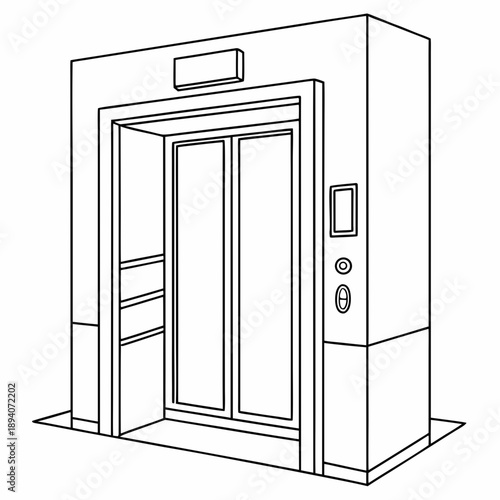 Elevator Doors Opening Monoline Icon, Simple Continuous Line Design
