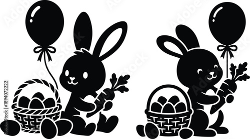 Easter sunday celebration with adorable bunny friends and easter eggs