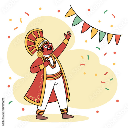 Traditional indian character dancing in festival celebration
