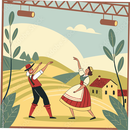 Traditional Folk Dance Performance Under Stage Lights