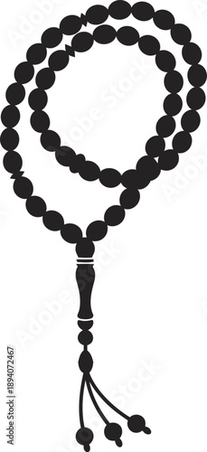 Islamic prayer beads rosary tasbih isolated on transparent background