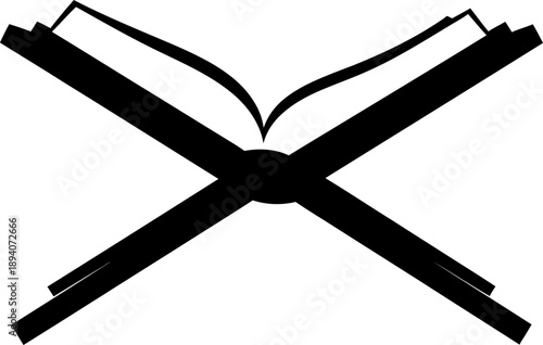 Crossed swords over an open book symbolizing conflict and knowledge