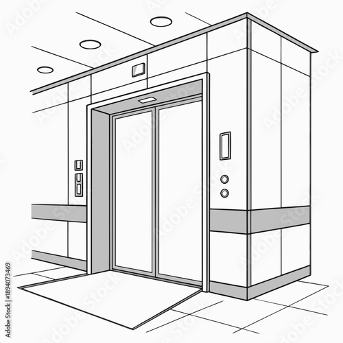 Modern Elevator Cabin Interior Minimal Realistic Vector