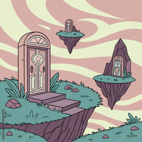 Parallel Digital Universe Landscape with Portal Gateway