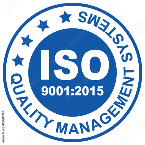 ISO 9001:2015 certified symbol vector illustration, ISO 9001 logo certification, Certified Company Certificate ISO Blue vector, Quality Certificate, iso mark certification, Certified Company, Quality