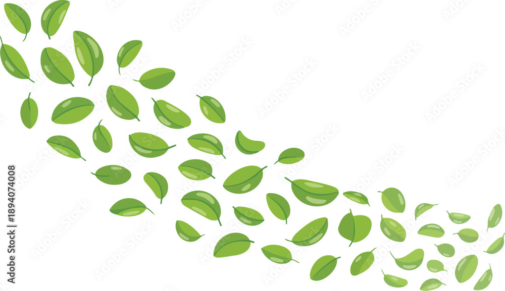 Fototapeta premium Green Leaves Seamless Pattern Fresh Botanical Nature Background