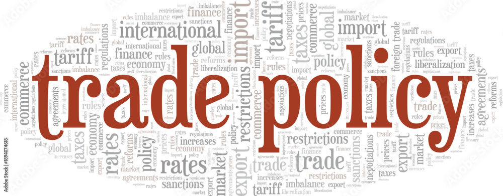 Fototapeta premium Trade Policy word cloud conceptual design isolated on white background.