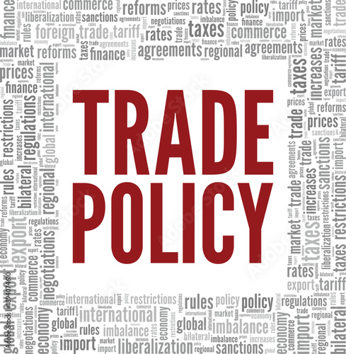 Trade Policy word cloud conceptual design isolated on white background.