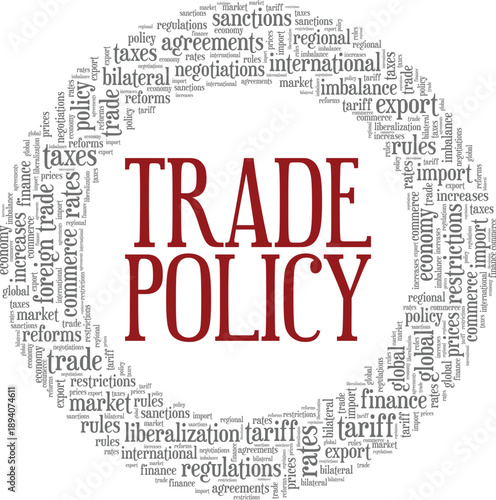 Trade Policy word cloud conceptual design isolated on white background.