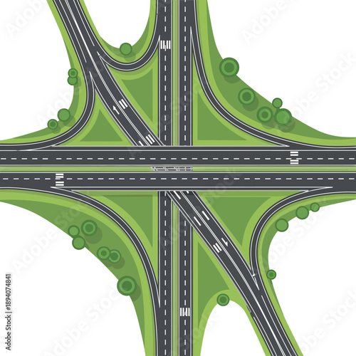 Modern Highway Interchange Design - Aerial View of Complex Road Network