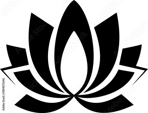 Seamless black lotus flower lattice pattern with elegant geometric floral motifs for vintage textile or modern wallpaper background design