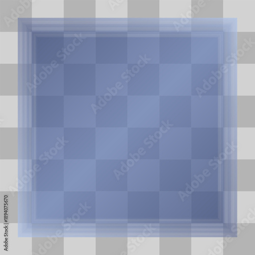 Square translucent blue glass. Vector illustration.