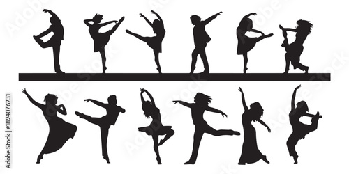 Graceful dance silhouettes expressing fluid motion Vector
