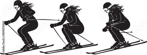 Illustration of a skier in three dynamic positions Vector
